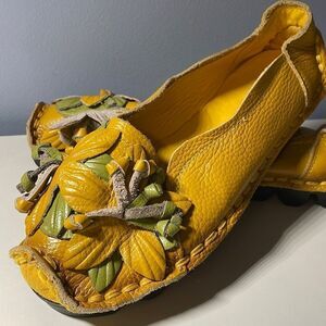 Socofy Genuine Leather Handmade Flower Loafers Sz 250